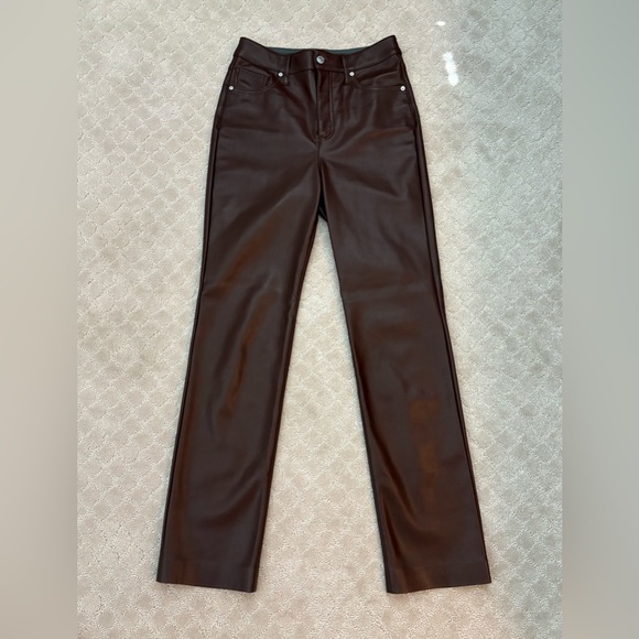 Express Dark Brown Faux Leather High Rise Pants 2 R - Picture 1 of 4